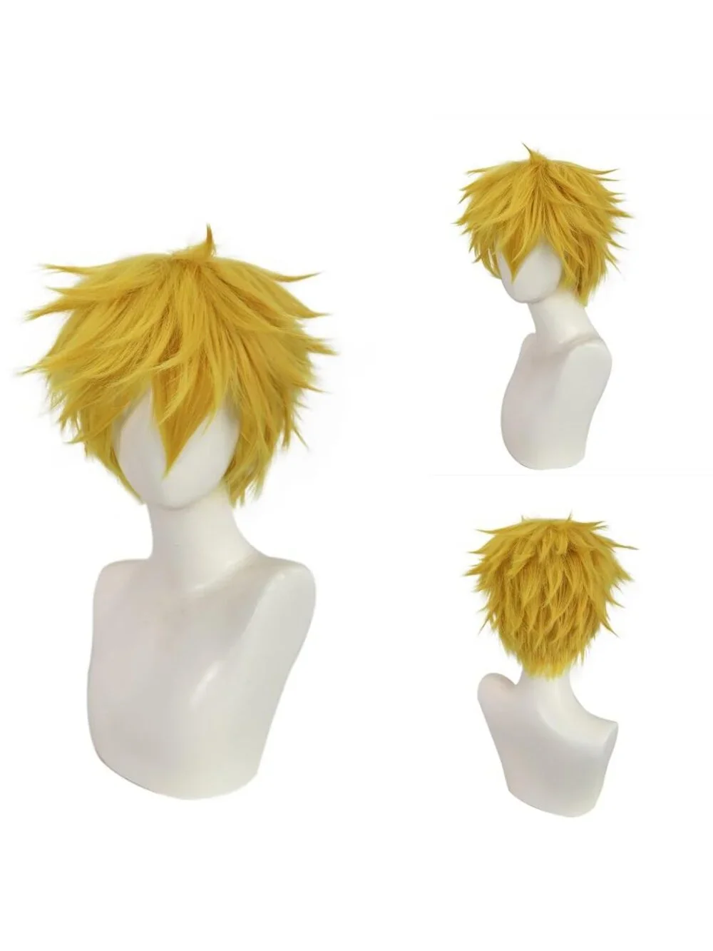 Men's Yellow Synthetic Fiber Short Blonde Golden Cosplay Modern Wigs